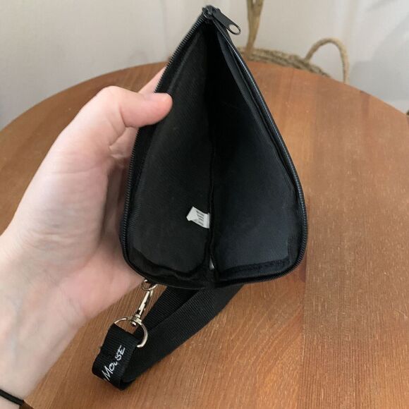 DISNEY Mickey Mouse Black Silver Gold Wallet Clutch Bag Wristlet Lanyard - Picture 4 of 4